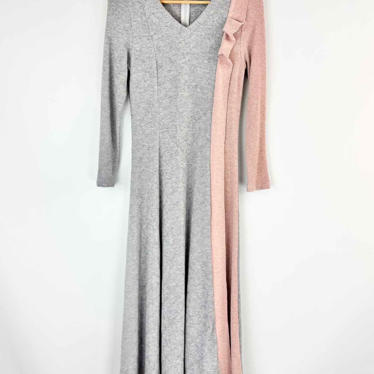 chinese dress ladies Wedtrend Women Grey Purple Rose Print Bridesmaid Dress with Ruffles A-Line Cut Out Long Wedding Guest Dress, Grey Purple / US20W main image 0