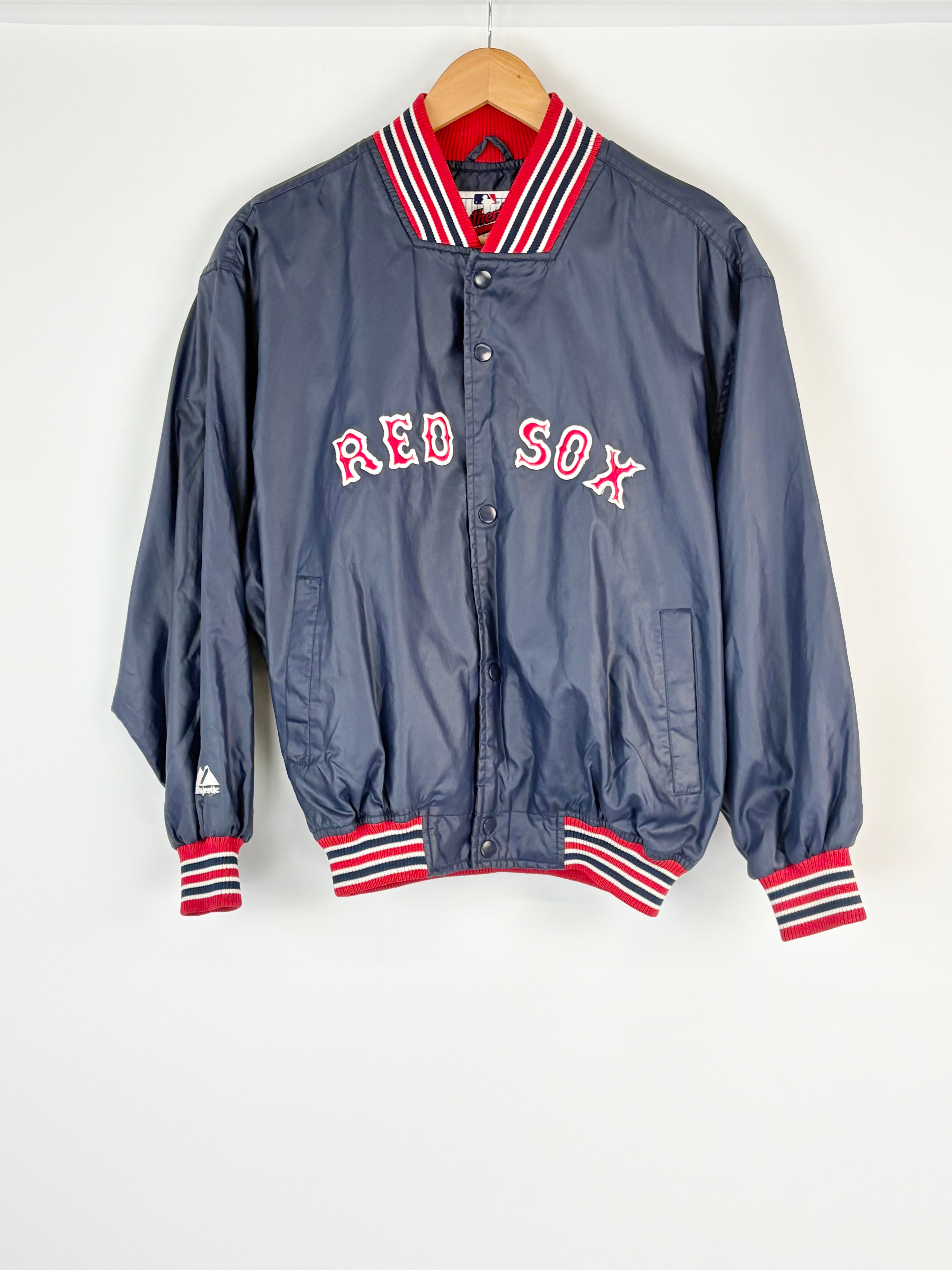 Blue jacket with 'Red Sox' text on a white background