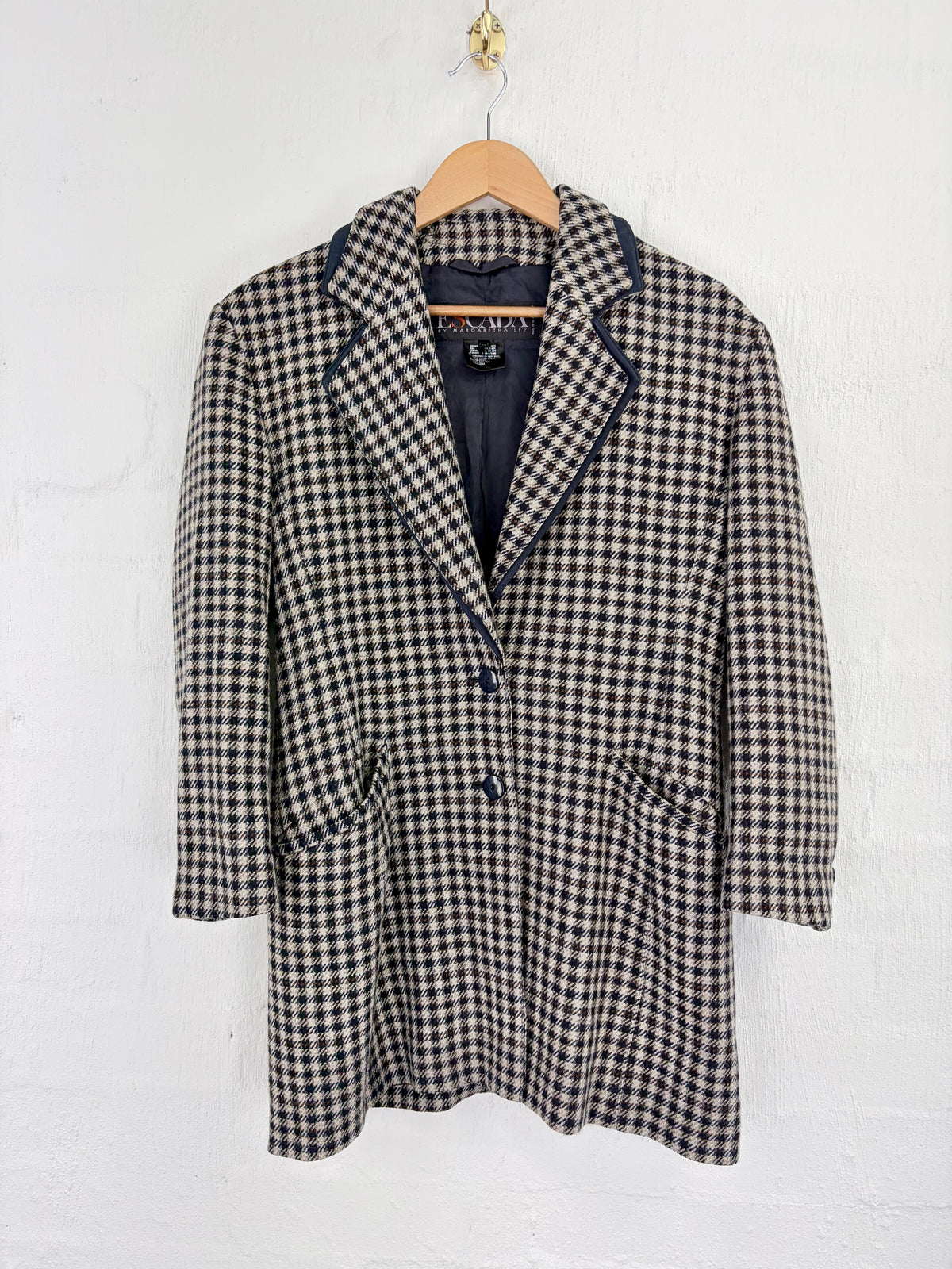 Vintage 90s Escada by Margaretha Ley Navy, Taupe & Oatmeal Double Lapel Fitted Blazer - AU10/12