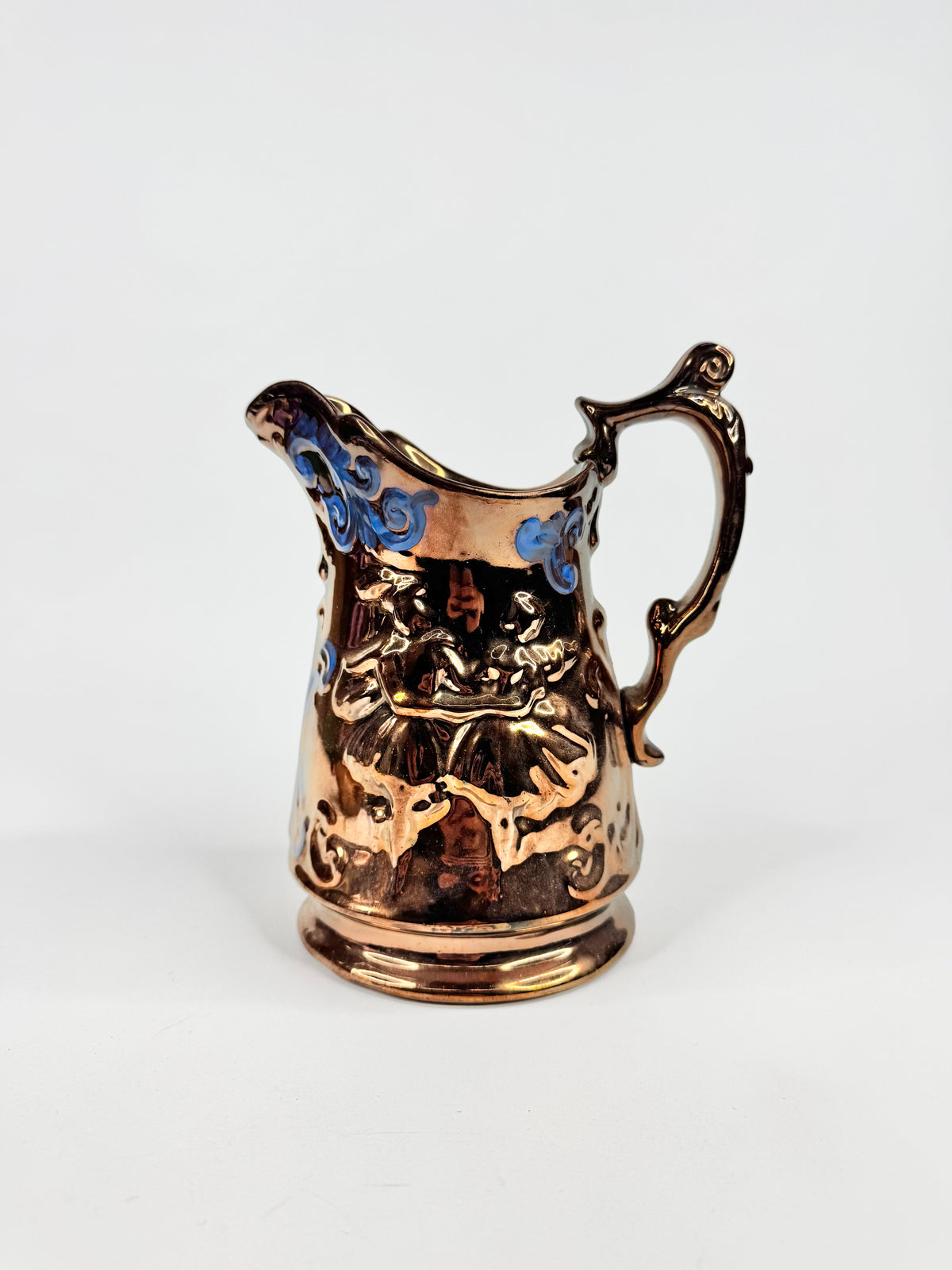 Vintage Copper Lustre Pitcher With Dancing Ballerinas