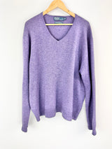 Vintage Polo by Ralph Lauren Heather Purple Lambswool Sweater - XXL