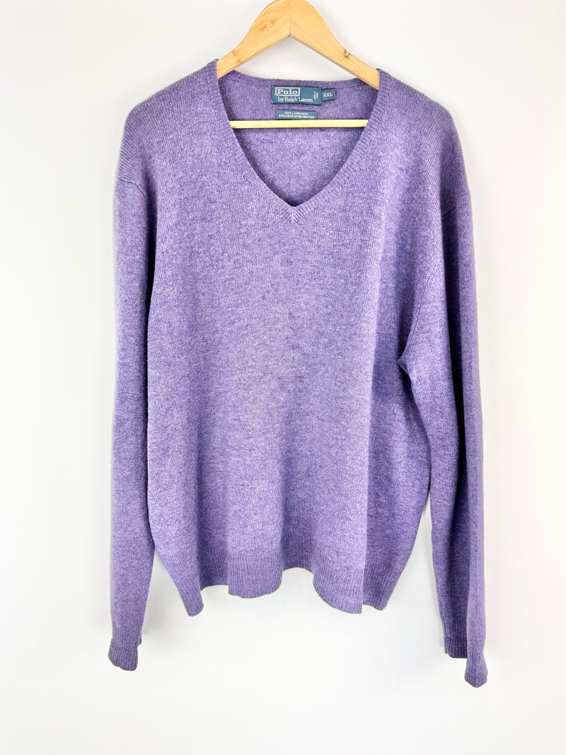 Vintage Polo by Ralph Lauren Heather Purple Lambswool Sweater - XXL