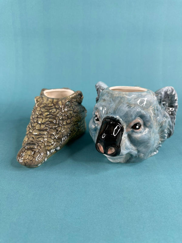 Crocodile and Koala Ceramic Mugs