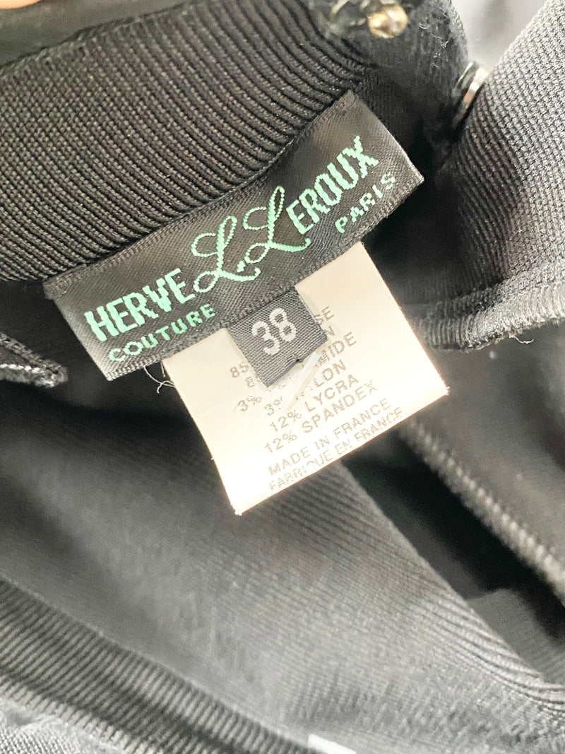 Vintage Herve L. Leroux Black Bodycon Dress - AU8