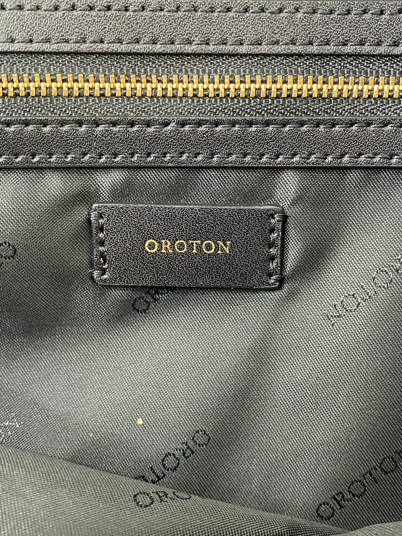 Oroton Black Monogram Canvas Tote