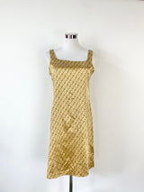 Guy Laroche Metallic Gold Silky Midi Dress - AU10