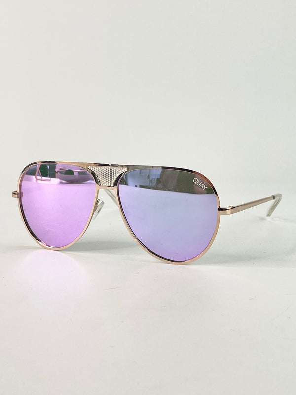 Quay Australia x Kylie Jenner Iconic Gold & Purple Mirror Sunglasses