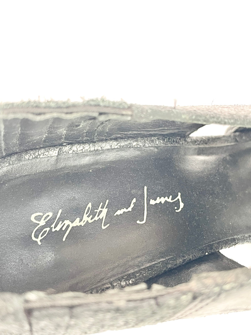 Elizabeth and James Black Distressed Leather Pumps - EU42