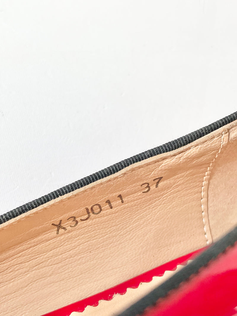 Emporio Armani Cherry Red Patent Leather Flats - EU37