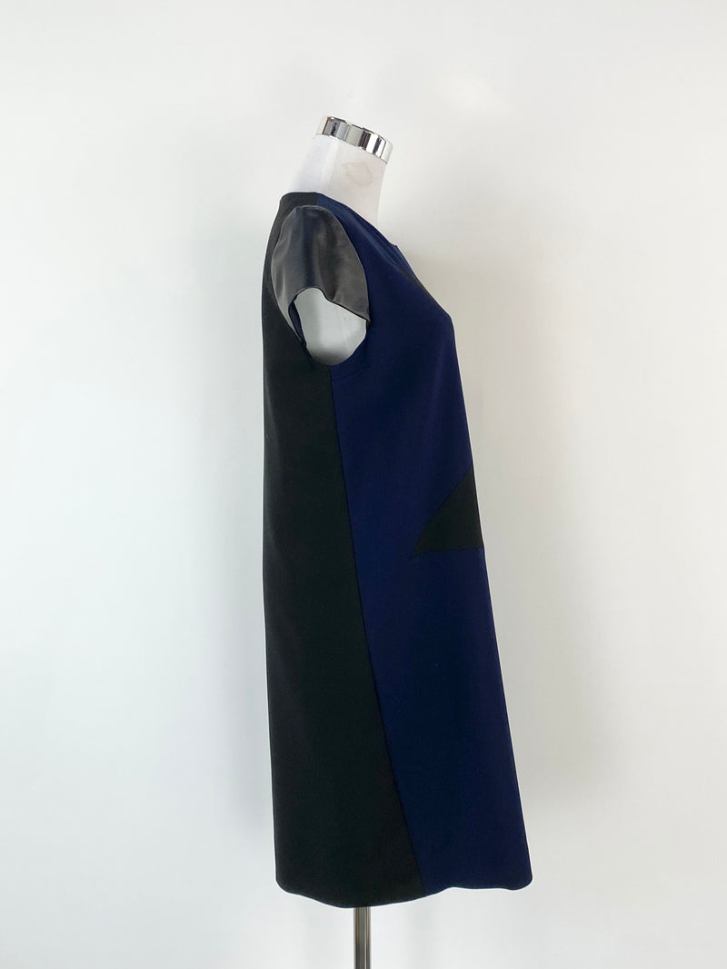 Georges Rech Navy & Black Star Block Pattern Midi Dress - AU10