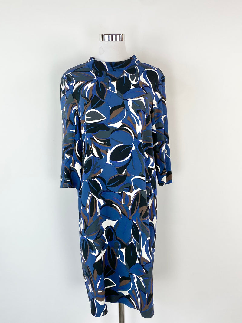 S’Max Mara Lapis Blue Floral Midi Dress - AU8/10