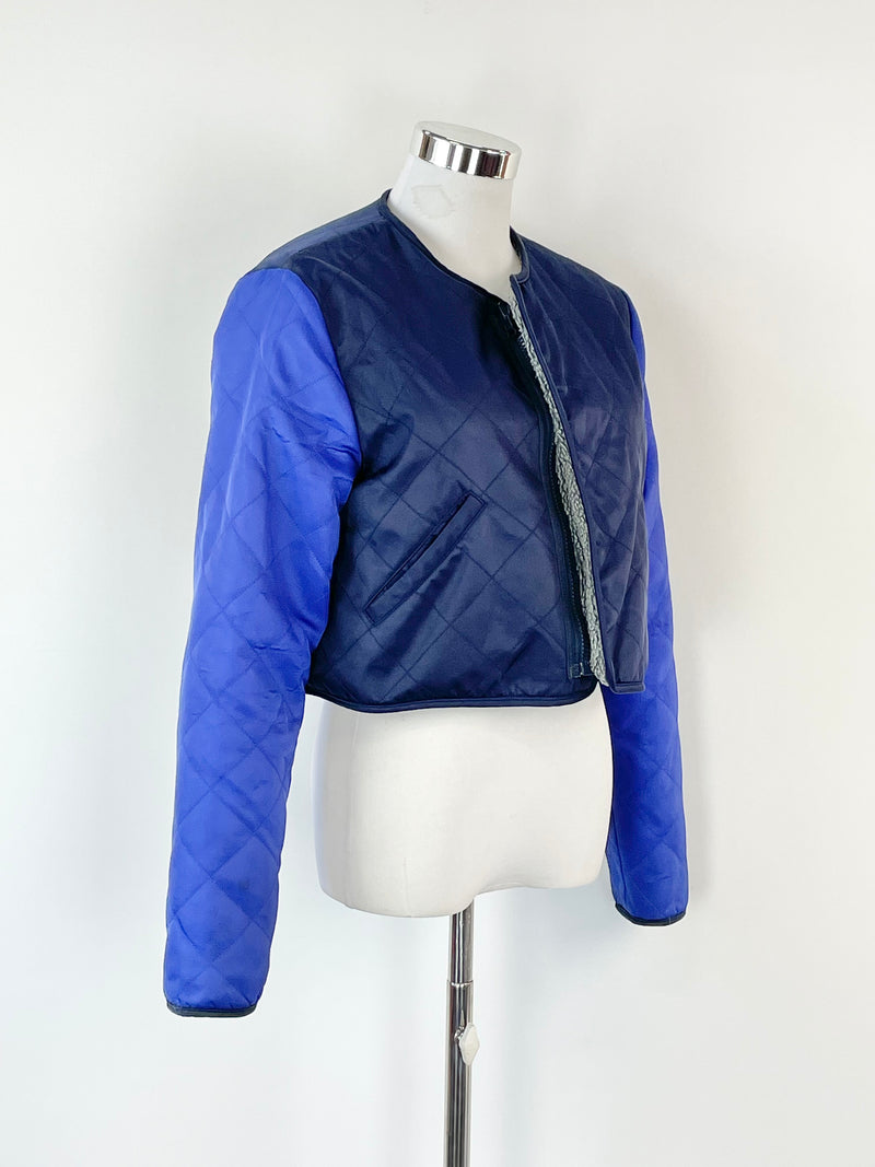 Perks and Mini Two-Tone Blue Quilted Crop Jacket - S