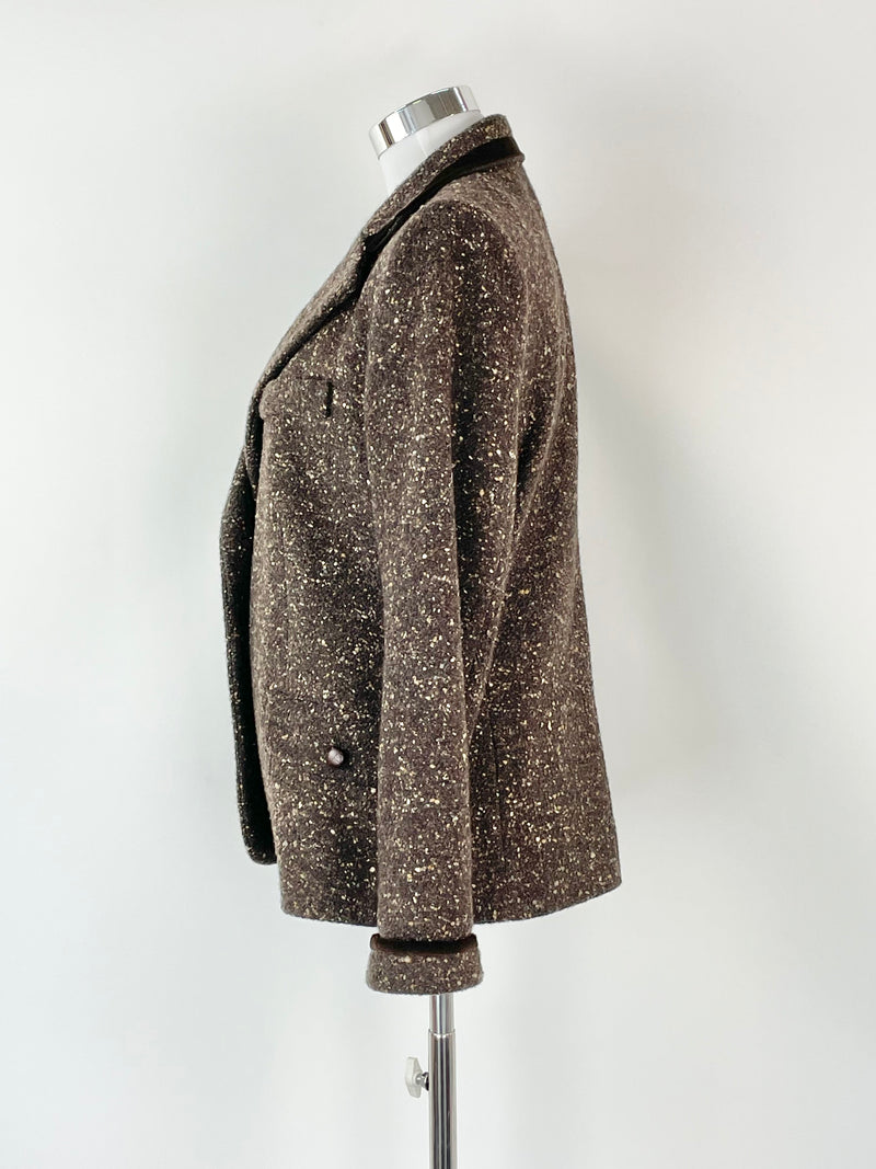 Brora Brown Speckled Wool Blend Blazer - AU12
