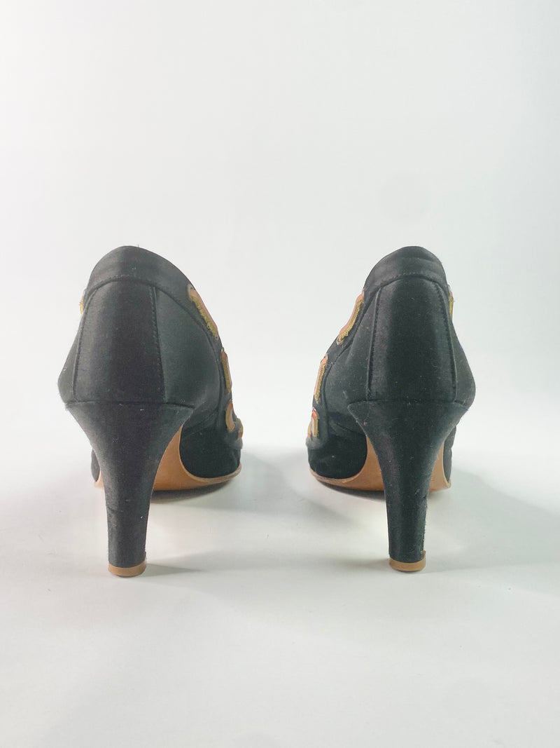 Marc Jacobs Black Satin Heeled 'Boat' Shoe - EU38