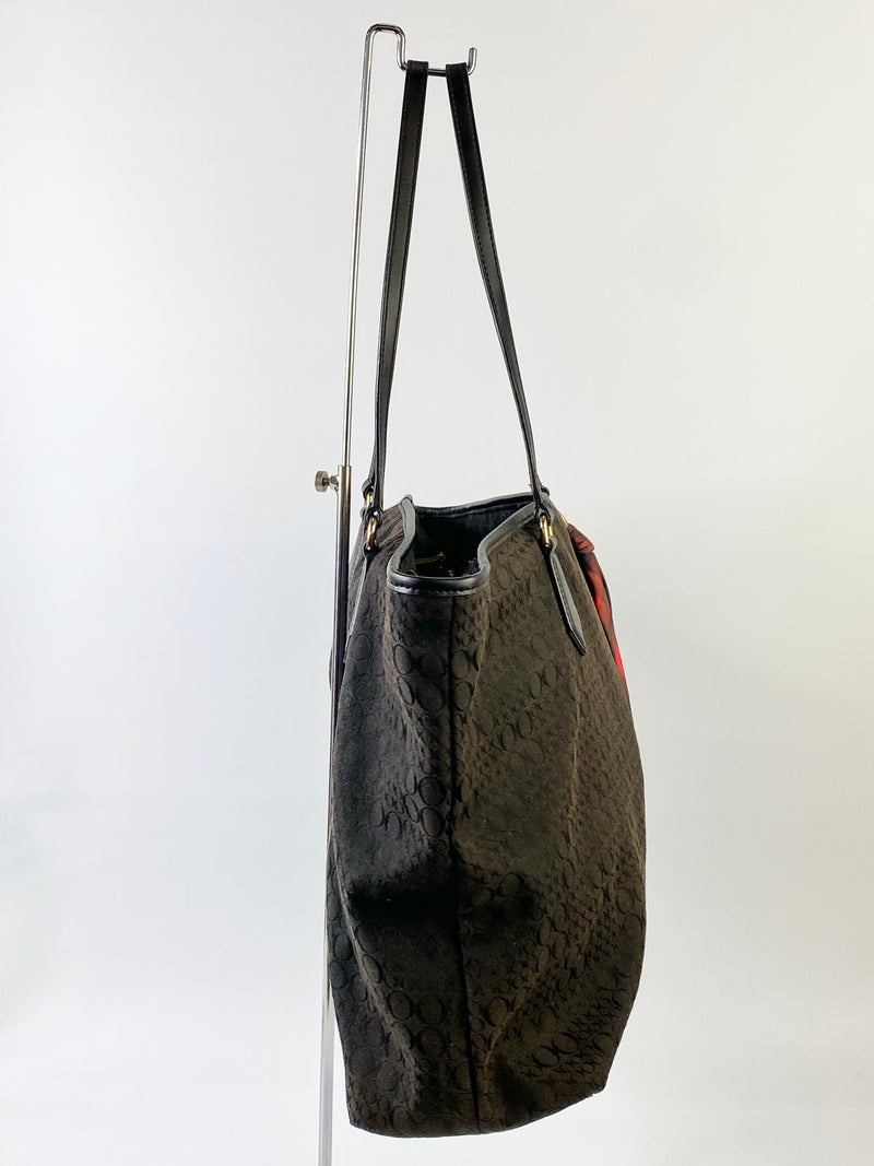 Oroton Black Monogram Canvas Tote