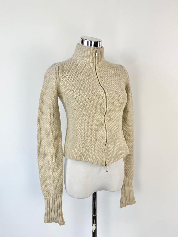Max Mara Ecru Wool & Cashmere Knitwear Top - AU6