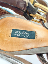 Aldo Nero by Schutz Green & Brown Leather Pumps - EU37