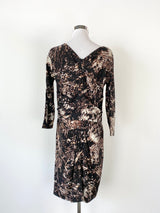 Samantha Sung Reptilian Print V-Neck Silk Dress - AU10