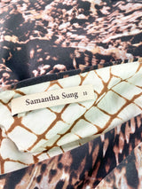 Samantha Sung Reptilian Print V-Neck Silk Dress - AU10