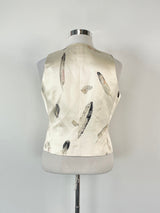 Emanuel Ungaro Cream Feather Pattern Silk Vest - AU12