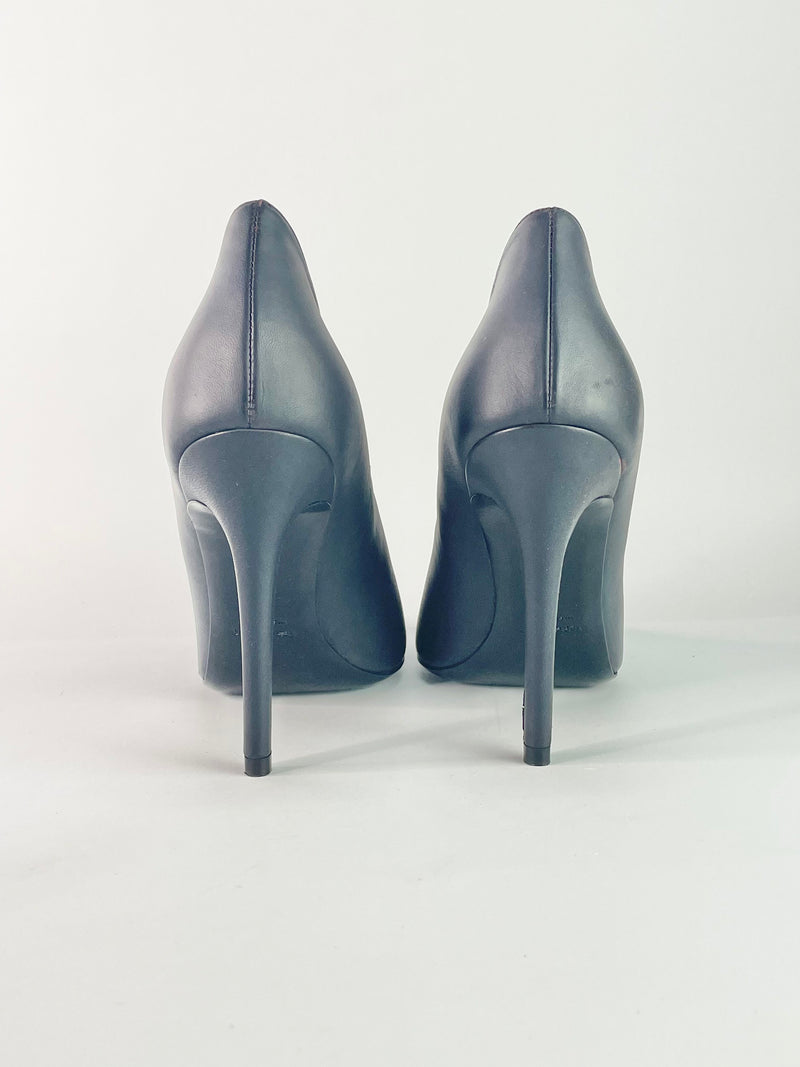 Scanlan Theodore Black Leather Blue Toe Stilettos - EU39