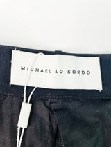 Michael Lo Sordo Black Wool Pleated Wide-Leg Pant - AU6