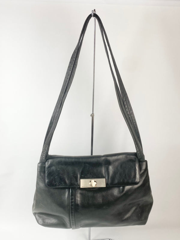 Renato Angi Black Leather Shoulder Bag