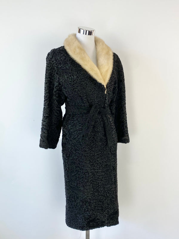 Vintage Black Astrakhan Fur Coat - AU8