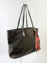 Oroton Black Monogram Canvas Tote