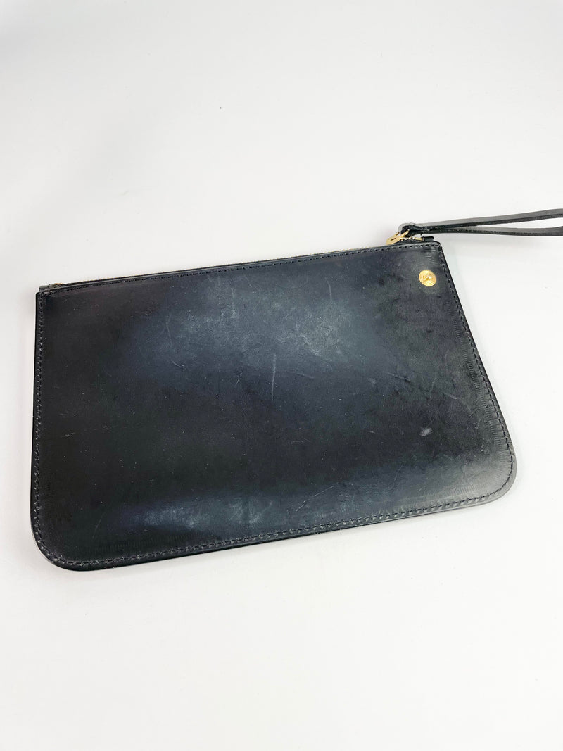 Mansur Gavriel Black Leather Tote Bag with Zip Wallet
