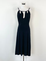 Alberta Ferretti Black Embroidered Strap Midi Dress - AU10