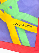 Vintage Jacques Fath Purple Square Striped Scarf