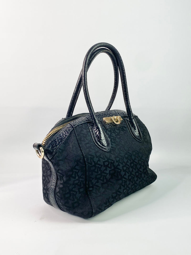 DKNY Black Monogram Bowling Bag