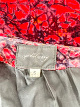 Rachel Comey Crimson & Black Marble Patterned Velvet Off Sleeve Dress - AU8/10