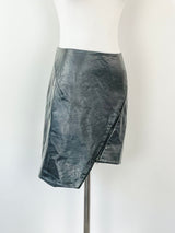 Dion Lee Line II Black Leather Asymmetric Mini Skirt - AU8