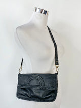 Samvara Black Leather Cross Body Pouch