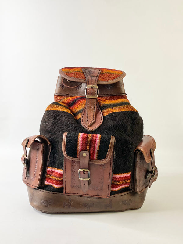 Peruvian Black & Burnt Orange Backpack