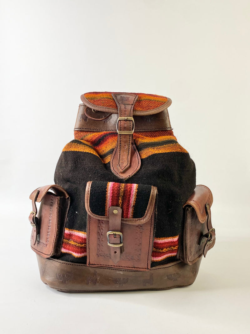 Peruvian Black & Burnt Orange Backpack
