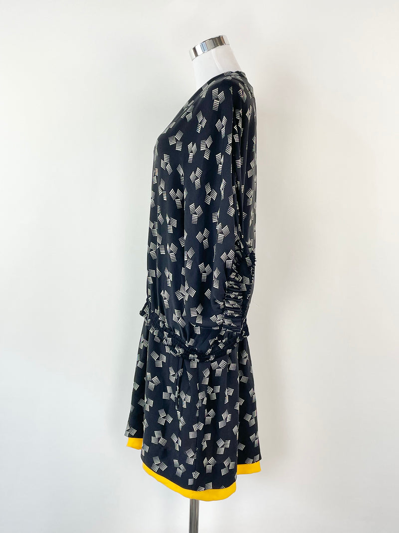 Diane von Furstenberg Black Silk Short Sleeve Midi Dress - AU6