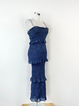 Winona Blue Silky Column Dress - AU6/8
