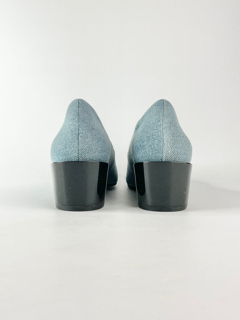 Cheap Monday Blue Denim Pointed Toe Wedges - EU40