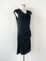 Helmut Lang Black Ruched Midi Dress - AU6