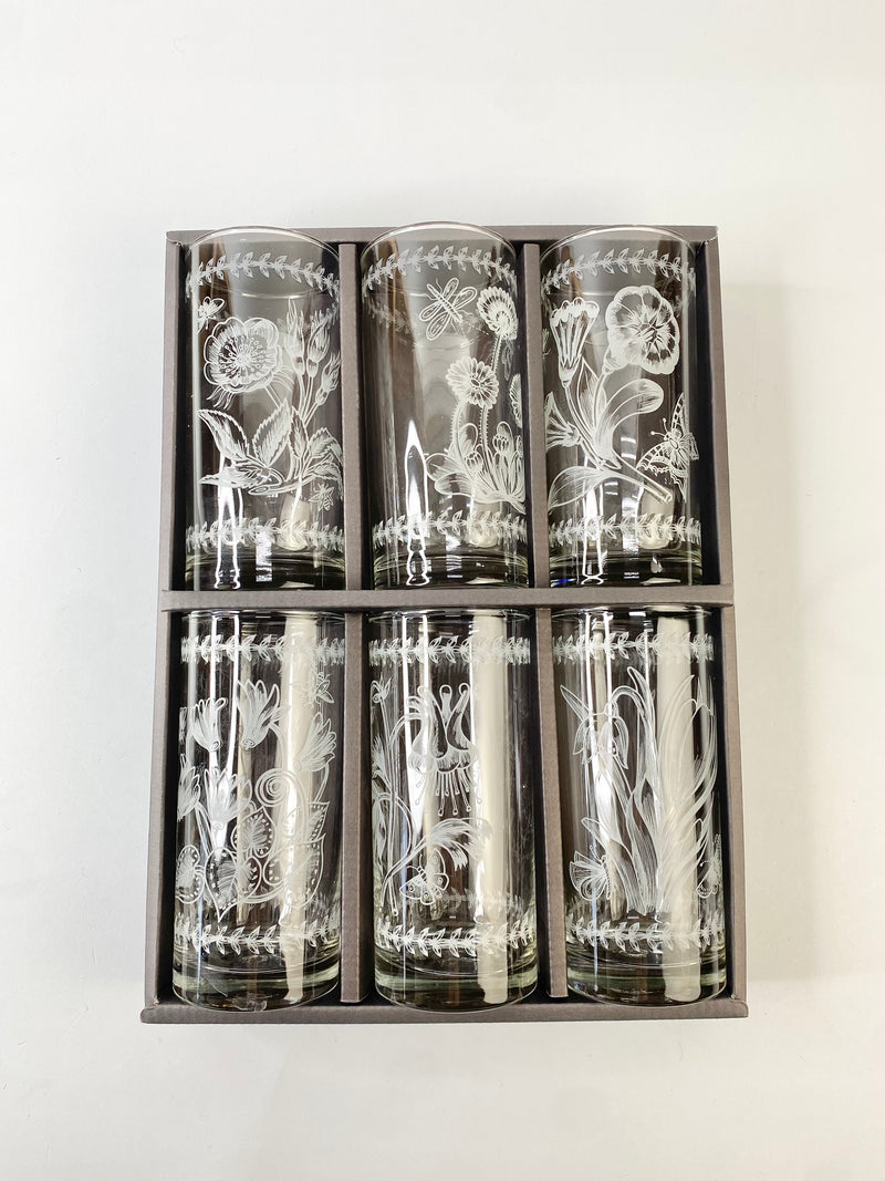 Portmeirion Botanical Etched Hi-Ball Glasses