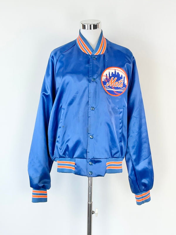 Chalk Line Vintage 90s New York Mets Royal Blue Satin Bomber Jacket - L