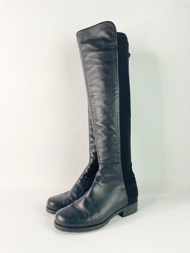 Stuart Weitzman Black '5050' Knee-High Boots - EU35