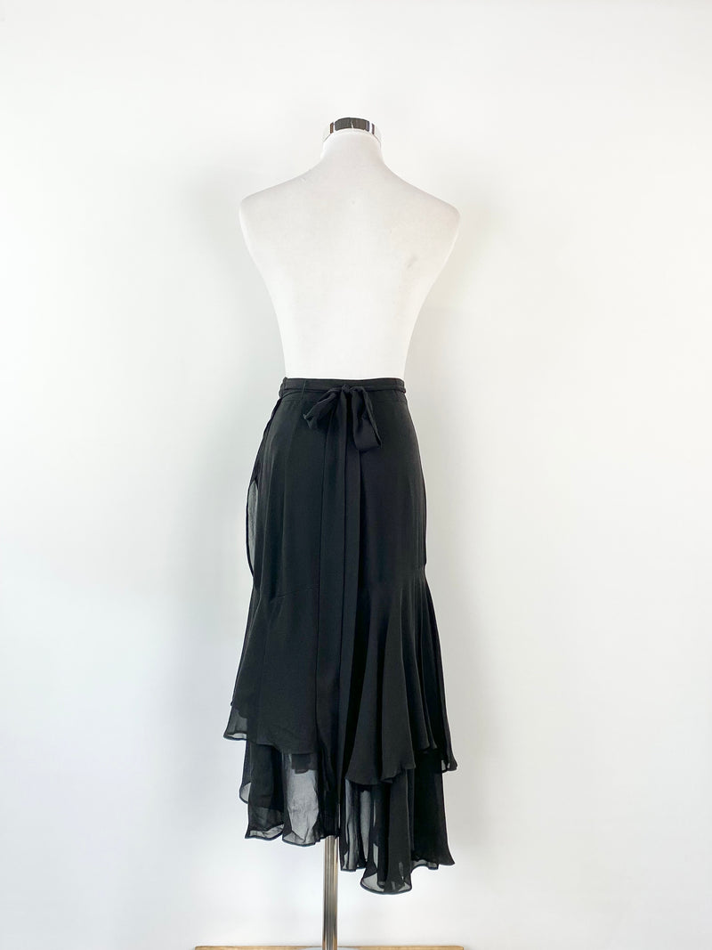 Husk Black Silk Wrap Skirt - AU6/8