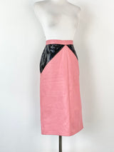 Vintage 80s Pink & Black Contrast Pencil Skirt - AU10