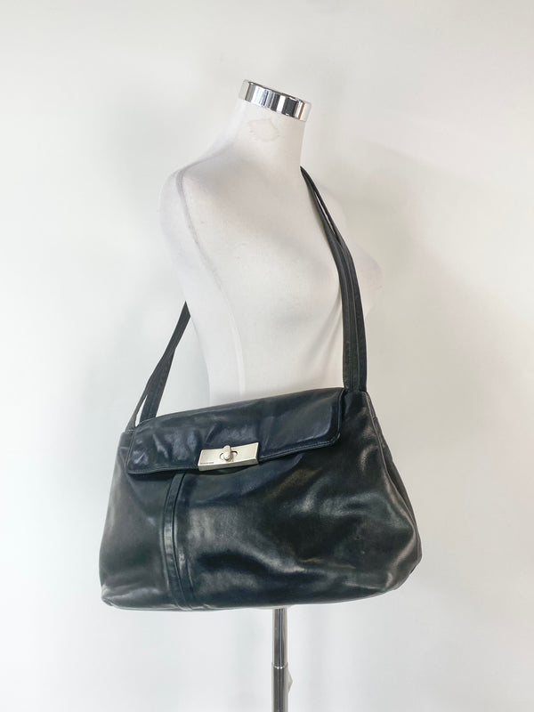 Renato Angi Black Leather Shoulder Bag
