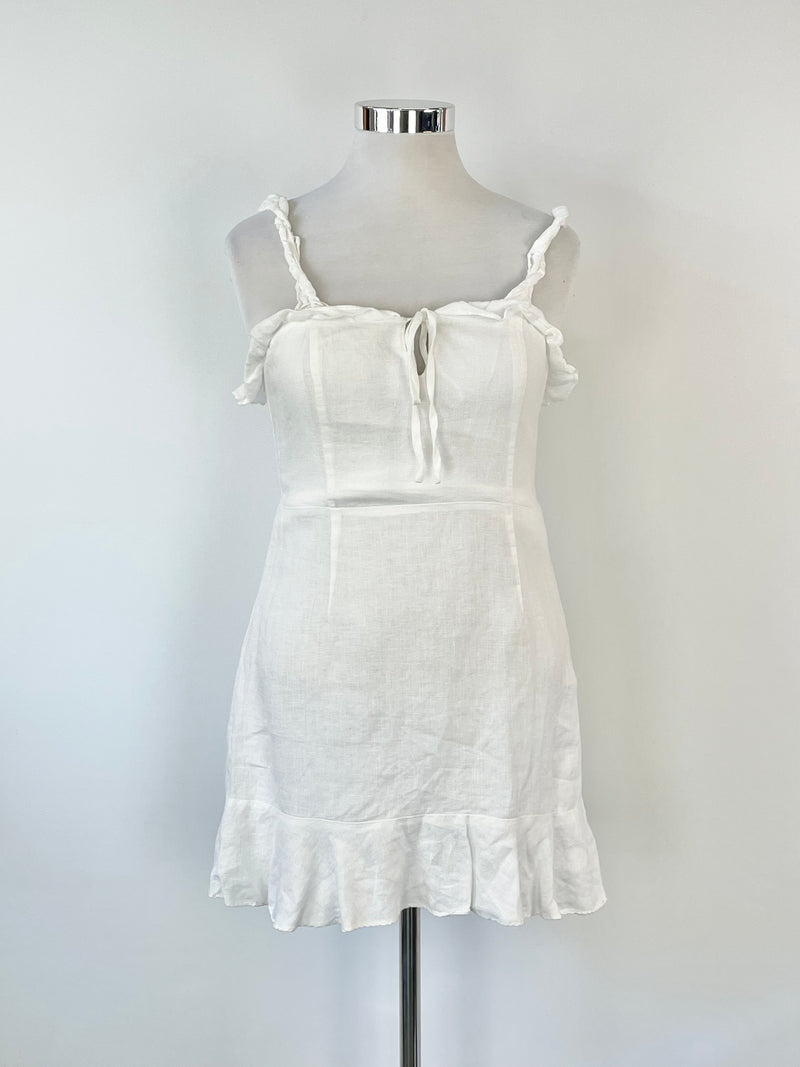Hansen And Gretel White Linen Frill Dress - L