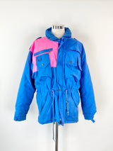 Vintage 80s Banff Blue & Neon Pink Ski Jacket - AU14